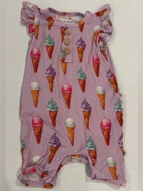 Little Bum Bums Purple Ice Cream Cone Ruffle Shorty Romper  18-24 Months